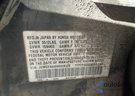 2009 Honda Fit Sport from USA, damaged, VIN JHMGE88409S038320